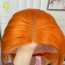 Load image into Gallery viewer, Ghair #Orange Bob Wig Short Straight 13x4 Lace Glueless Wigs 100% Human Hair Wigs

