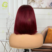 Load image into Gallery viewer, Ghair Dark Red #99J Hair Wig Short Bob 13x4 Transparent Lace Glueless Bob Color Wigs
