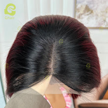 Load image into Gallery viewer, Ghair #1B/99J Dark Red Bob Wigs With Black Roots Ombre 13x4 Transparent Lace Bob Wigs
