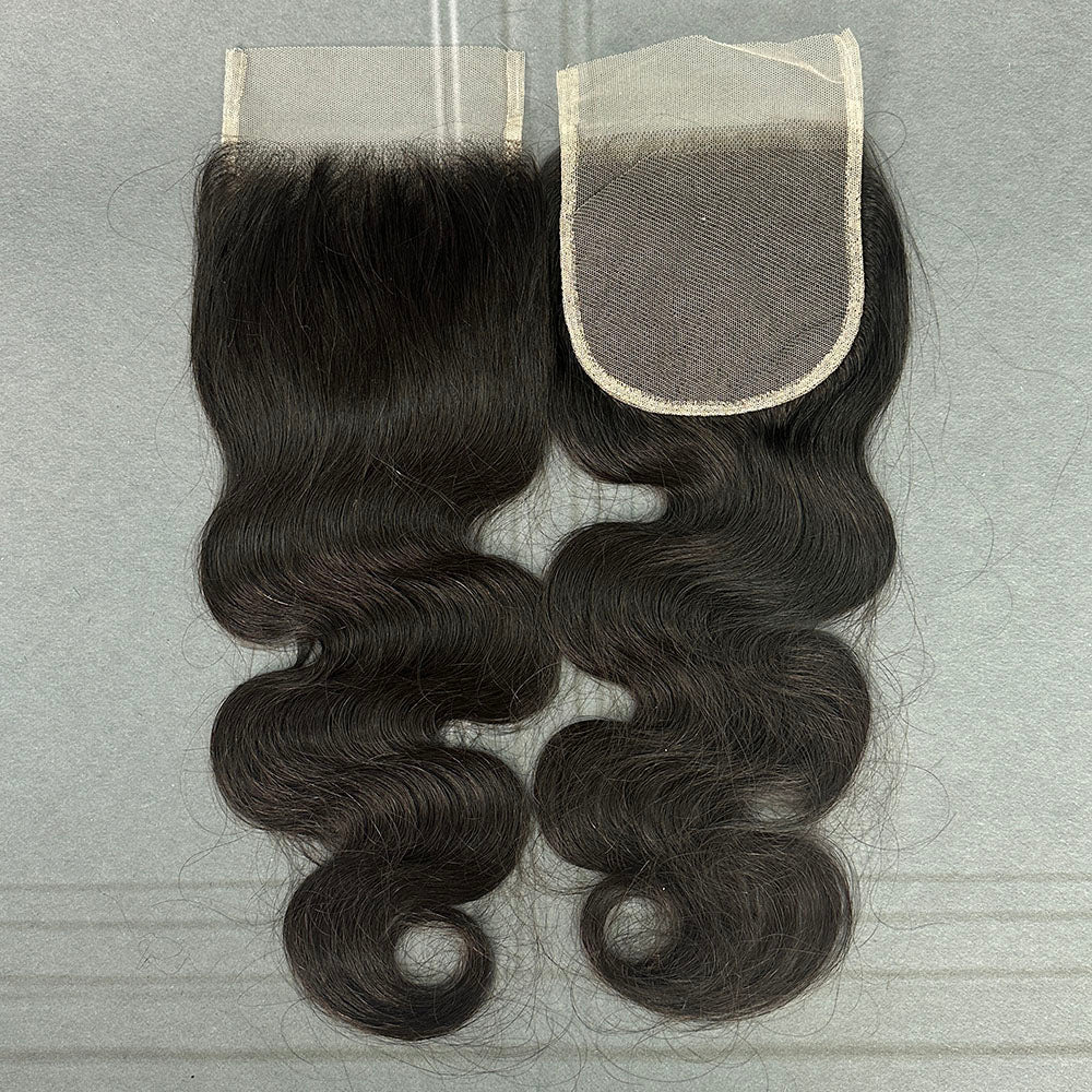 Ghair 4x4 Transparent Lace Closure Body Wave Virgin Hair N1B#