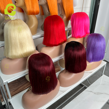 Load image into Gallery viewer, Ghair Colored Straight Short Bob Wigs 13x4 Transparent Lace Front Wigs For Black Women
