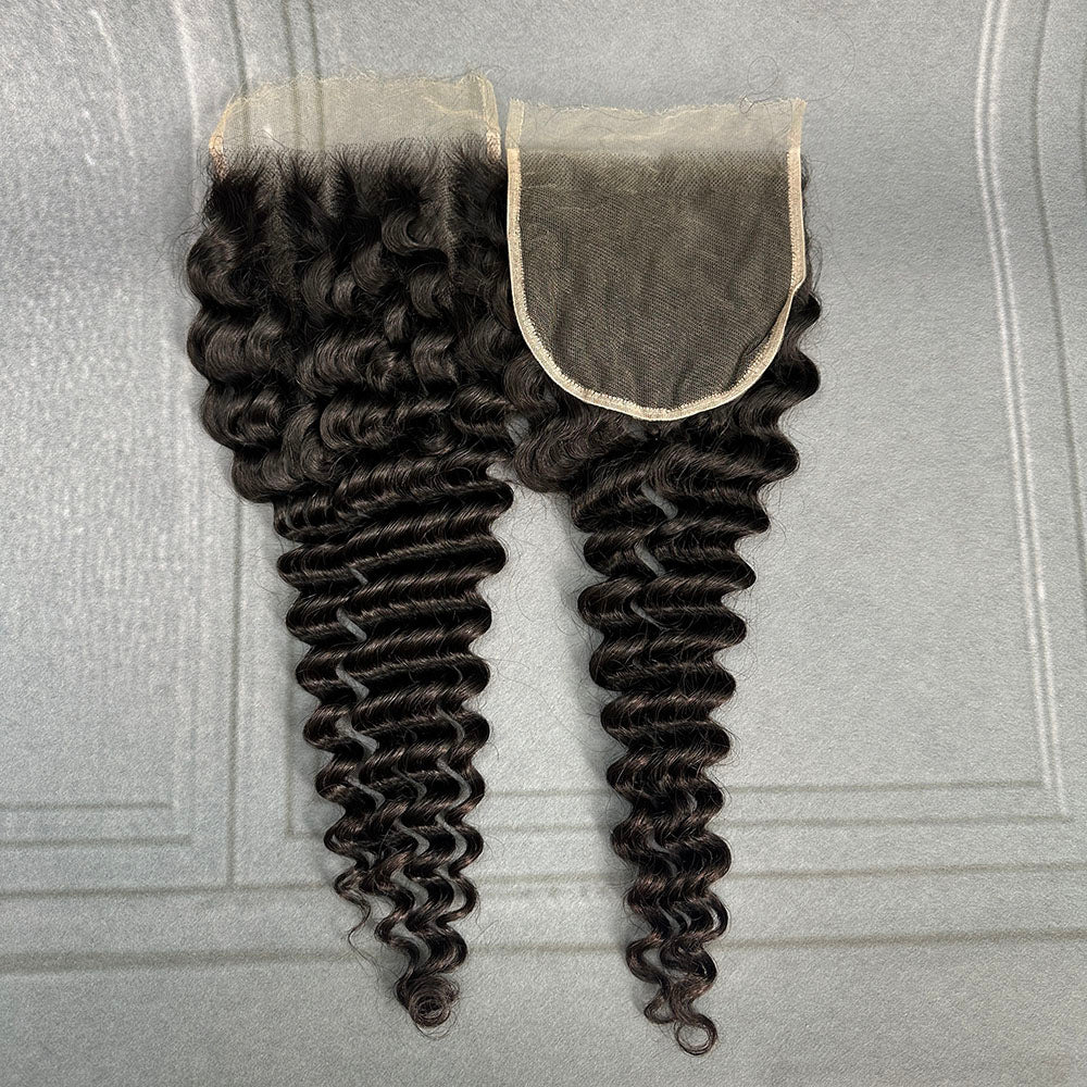 Ghair 5x5 HD Lace Closure Deep Wave Virgin Hair N1B#