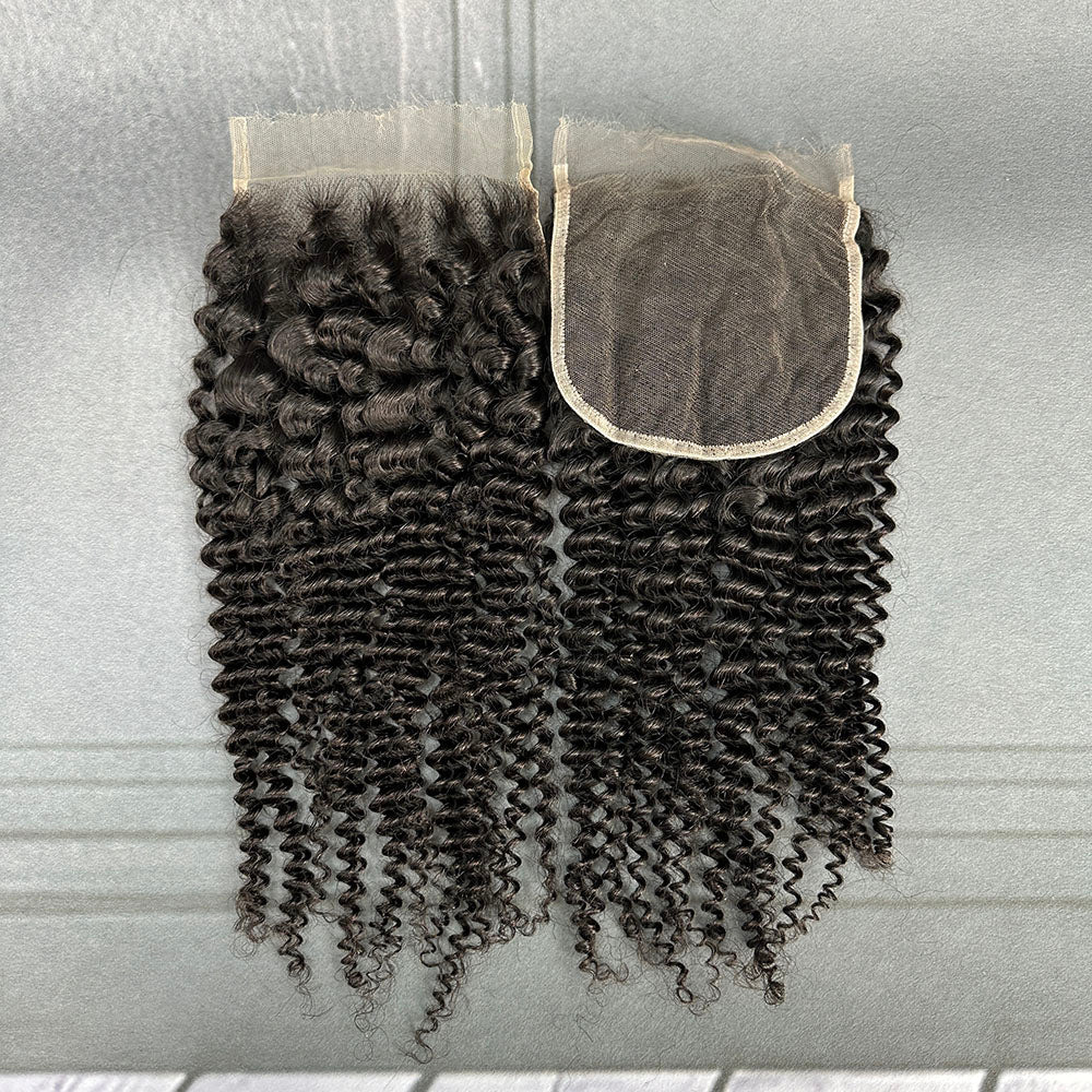 Ghair 5x5 HD Lace Closure Kinky Curly Virgin Hair N1B#