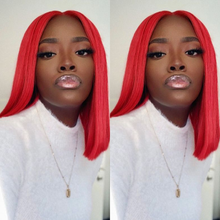 Load image into Gallery viewer, Ghair Red Color Bob Wigs Straight Short Wig 13x4 Glueless Lace Human Hair Wigs For Black Women
