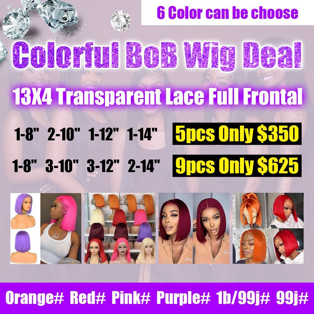 Ghair Wholesale Colorful BoB Wig Deal Short Hair 100% Human Virgin Hair