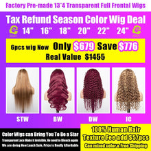 Load image into Gallery viewer, Ghair Wholesale Factory 13*4 Transparent Full Frontal Color Wig Deal 6pcs Wigs
