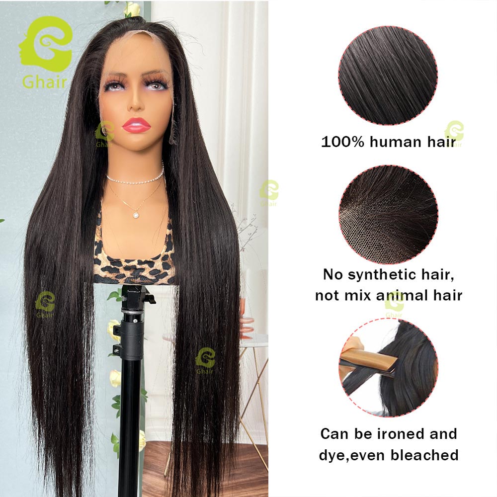 Ghair 13x4 HD Lace Frontal Wigs 180% Density 100% Peruvian Virgin Human Hair Wig
