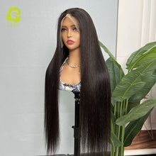 Load image into Gallery viewer, Ghair 13x4 transparent lace wigs 100% cuticle aligned hair straight human hair 150% density
