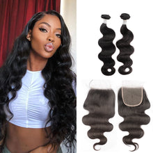Load image into Gallery viewer, Ghair 100% Virgin Human Hair 2 Bundles With 5x5 HD Lace Closure 12A Body Wave Hair Brazilian Hair
